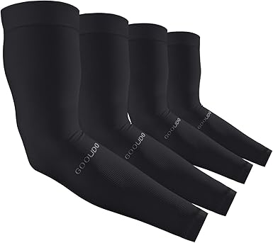 Amazon Com Uv Sun Protection Cooling Arm Sleeves For Men Women Compression Tattoo Sleeves For Baseball Football Running Cycling Black 2 Pair Clothing