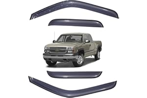 TRESVENDU Window Visors for Chevy Silverado Extended Cab 1999 2000 2001 2002 2003 2004 2005 2006 Wind Deflector Sun Rain Guard Vent Weather Shields, Tape-on, Smoke, 4Pcs