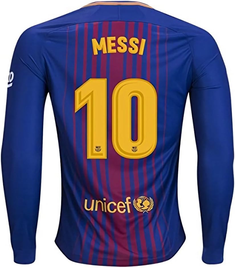 MephosDmme Barcelona Messi 10 2017/2018 Home Long Sleeve Jersey Men's Color Blue Size M