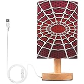 White Spider Web Red Dot Table Lamp for Bedroom Bedside Lamp Desk Lamps Cylinder Nightstand Lamp for Living Room Office Decor