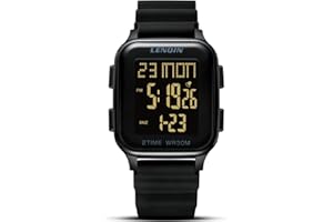 LN LENQIN Mens Digital Watch Ultra Thin Minimalist Sports Waterproof Digital Watches Men Outdoor Wrist Watch for Men with LED Backlight Timer Alarm Date