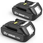 Worthmah 2 Pack 3.0Ah 18 Volt Battery Replace for Makita 18V Battery BL1815 BL1840B, Compatible with makita 18v Battery Chargers and Cordless Power Tools