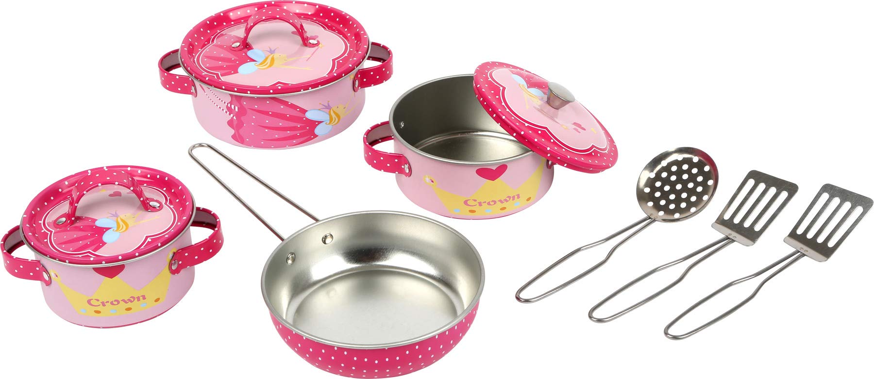 small foot 8970 Cookware "Josephine" made of pink metal, accessories for children's kitchen, 10 pcs., from 3 years old