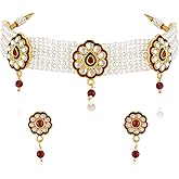 Aheli Kundan & Beads Studded Necklace Drop Earrings Jewellery Set Gift for Women