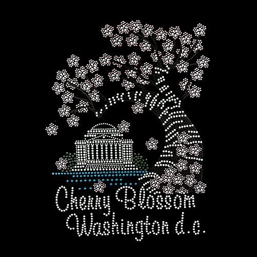 Cherry Blossom Washington DC Rhinestone/stud Iron on T Shirt Transfer