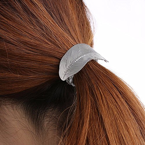 Coobbar 2Pcs Women Leaf Elastic Hair Band Rope Headband Elastic Ponytail Holder - Thumbnail 3