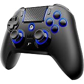 QRD N5 Wireless Controller for PS4 Pro Slim PS3 Steam Deck PC | Halleffect Gamepad Joystick with 3.5mm Audio Port+Speaker+Mic, Macro N1+N2, Turbo Speed Up,QRD Spark N5