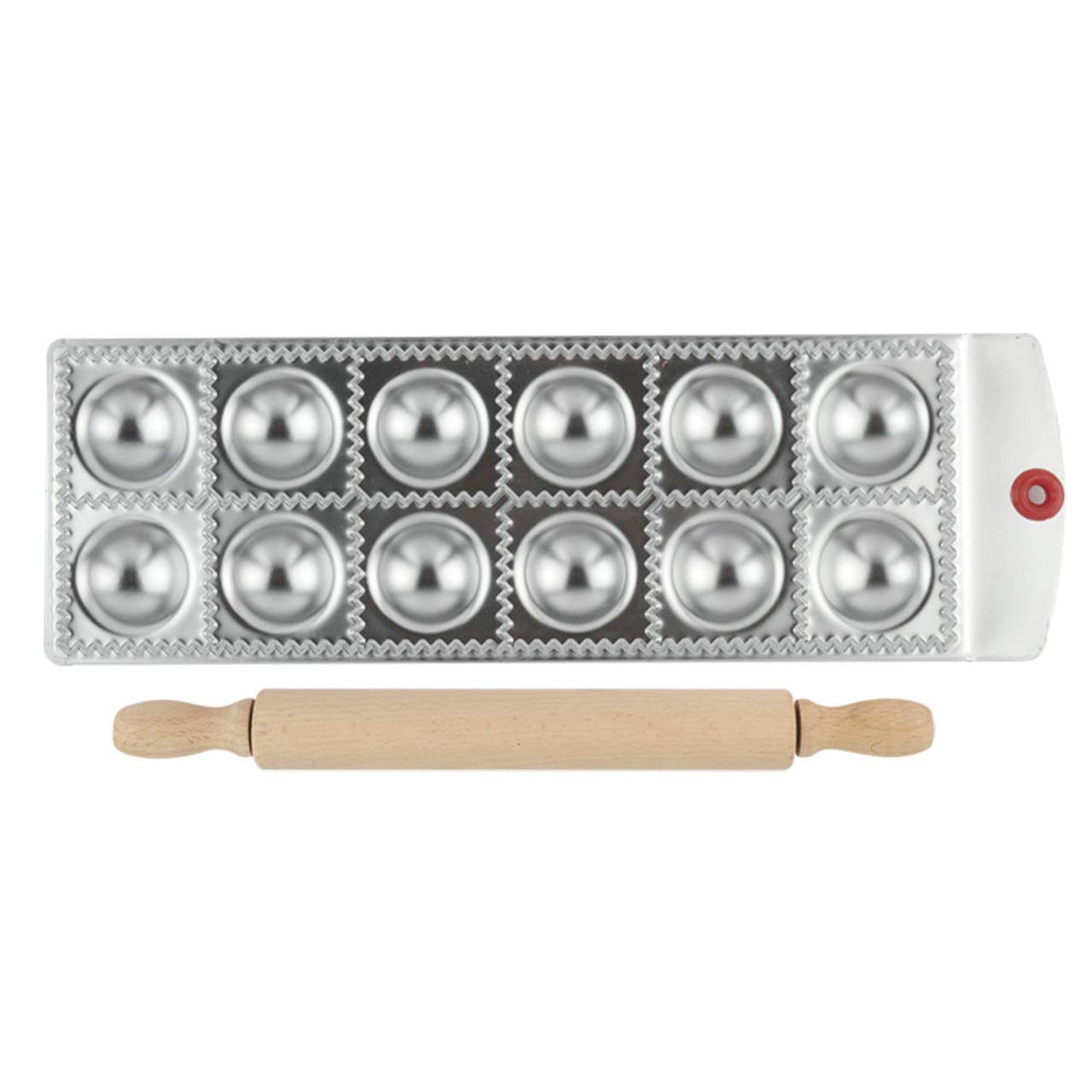 Ravioli Maker Mold, FantasyDay 2 Pack Stainless Steel Pierogi/Dumpling Maker Set with a Rolling Pin, Empanada Press Mould - Kitchen Pastry Tools for Ravioli Meat Press Maker, Pelmeni Dumplings