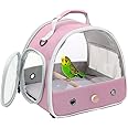 Bird Travel Carrier, Portable Small Bird Parrot Parakeet Carrier with Standing Perch (No Tray), Side Access Window Collapsible