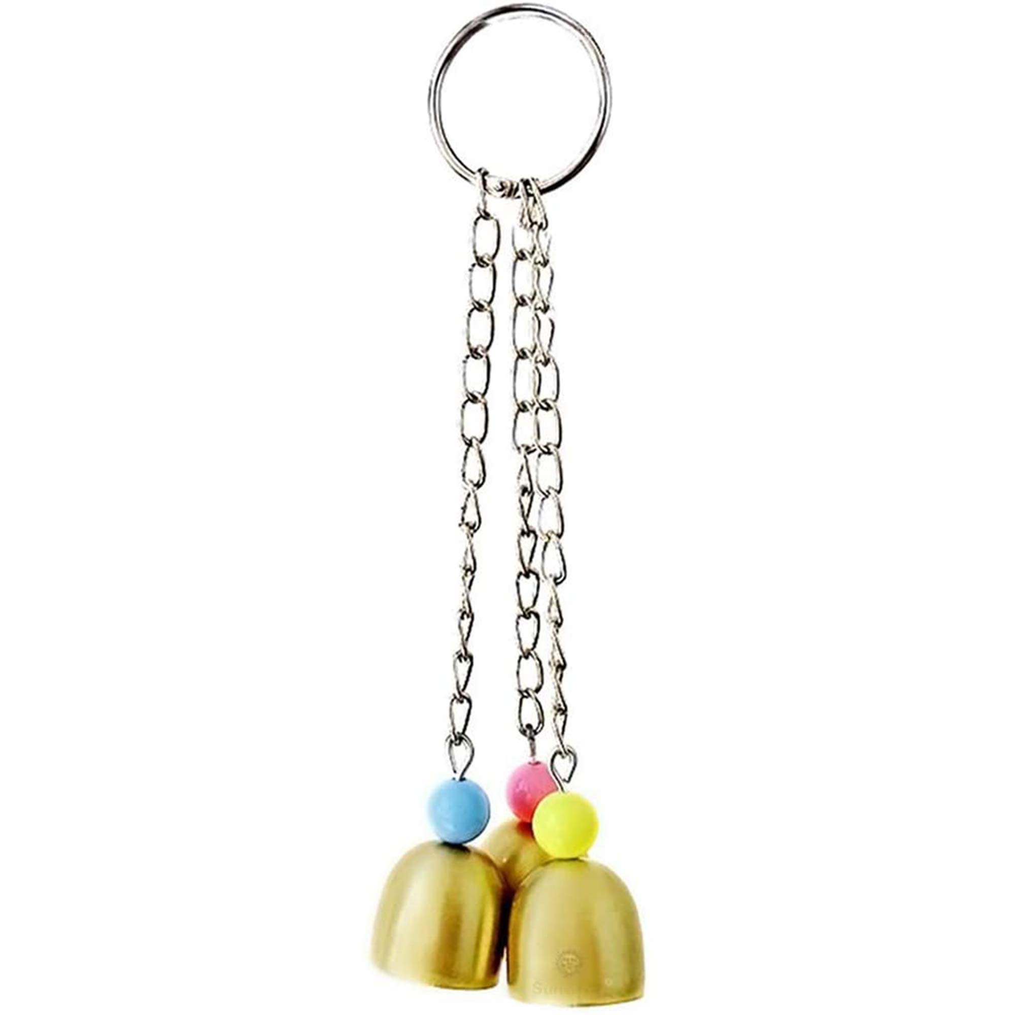 SunGrow Parrot Bell Toy, 8 Inches, Galvanized 3 Steel Bells for Cockatiels, Conjures and Lovebirds, Jingle Sound, 1 Pack