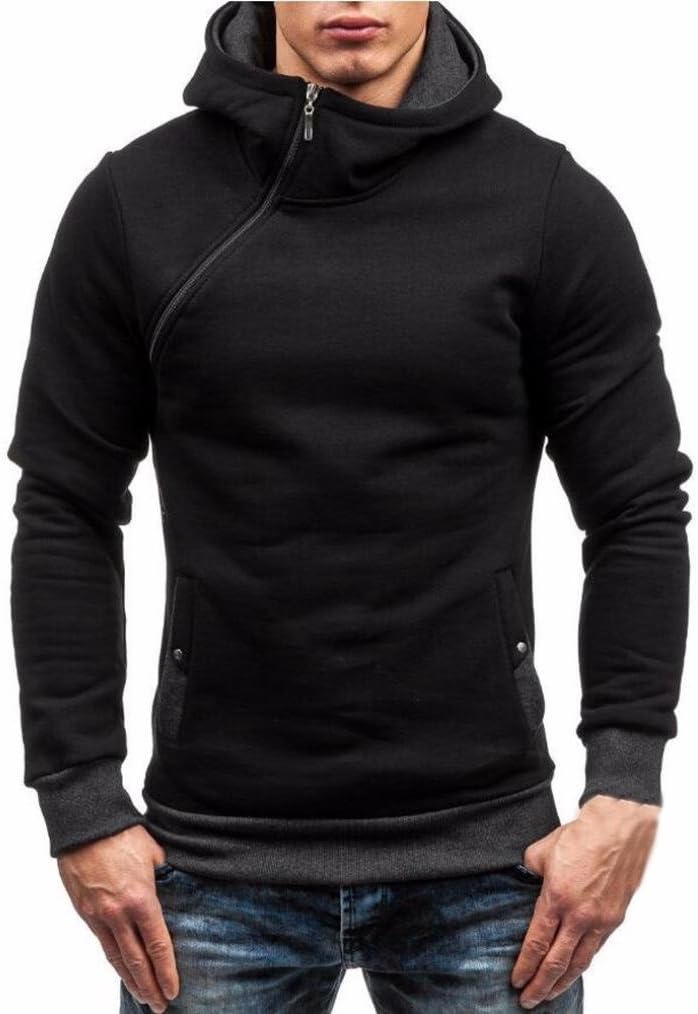 friendG Side Zipper Hooded Pullover Long Sleeve Casual Hoodie Stylish Coats Male Jumpers Sweater Pocket Sports Stylish Outwear Jacket Leisure Autumn Winter Warm Windbreaker