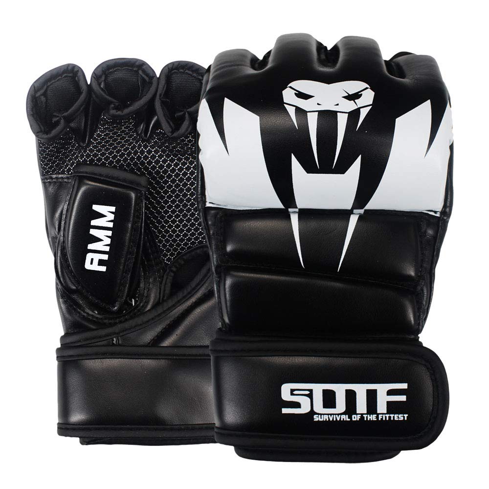 SOTF Punching Gloves for Adults MMA Training Gloves Men Fight Boxing Gloves Open Fingers Women Gloves White