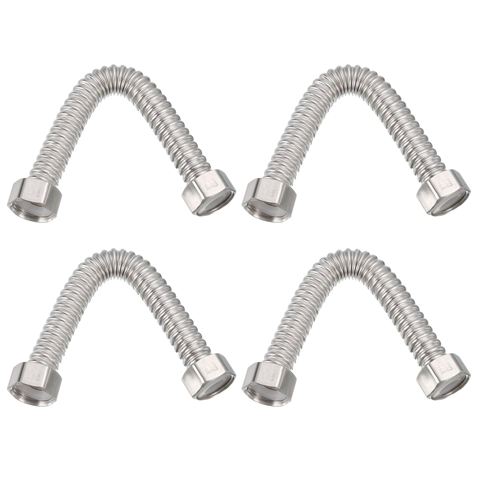 PATIKIL G1/2 x 7.87 Inch Flexible Stainless Steel Water Heater Hose, 4 Pack Durable Corrugated Water Heater Connector Hose for Water Pipes Fitting