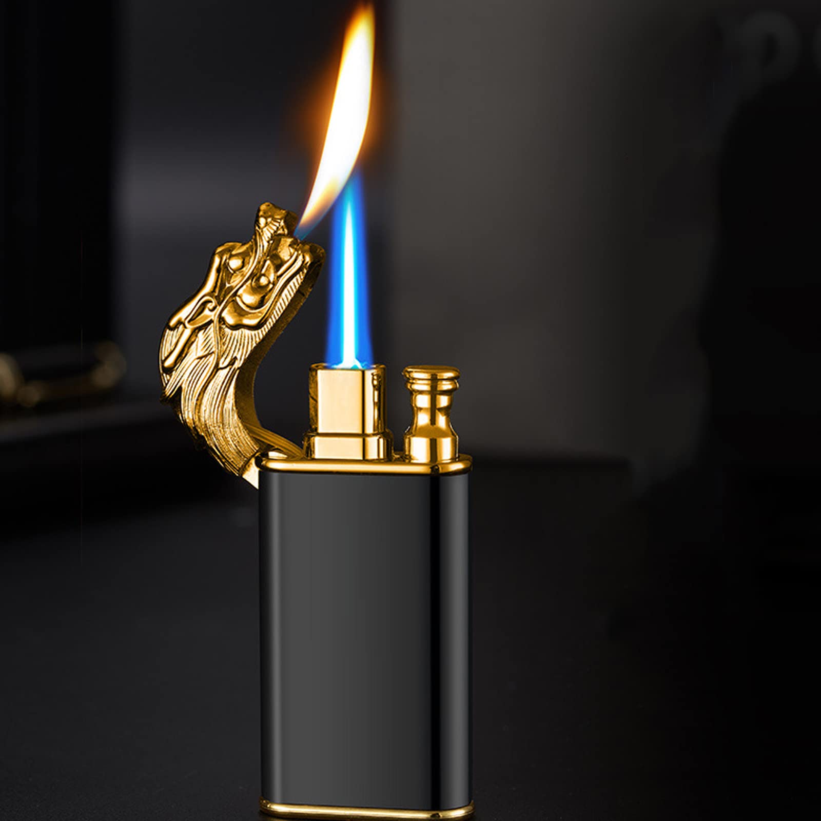Gas Lighter,Dual Flame Lighter, Dragon Metal Windproof Jet Torch Gas Butane Cigarette  Lighter for Father&Brithday Gift (Without Gas) in Saudi Arabia