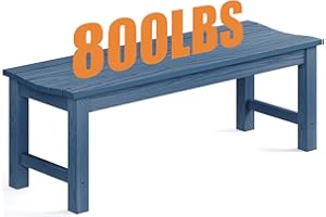 LAHAAP Outdoor Bench, 2-Person Patio Backless Bench Holds up to 800lbs, Weatherproof Garden Bench That Never Rot and Fade, Suit for Backyard, Porch, Patio, Deck and Entryway (Blue)