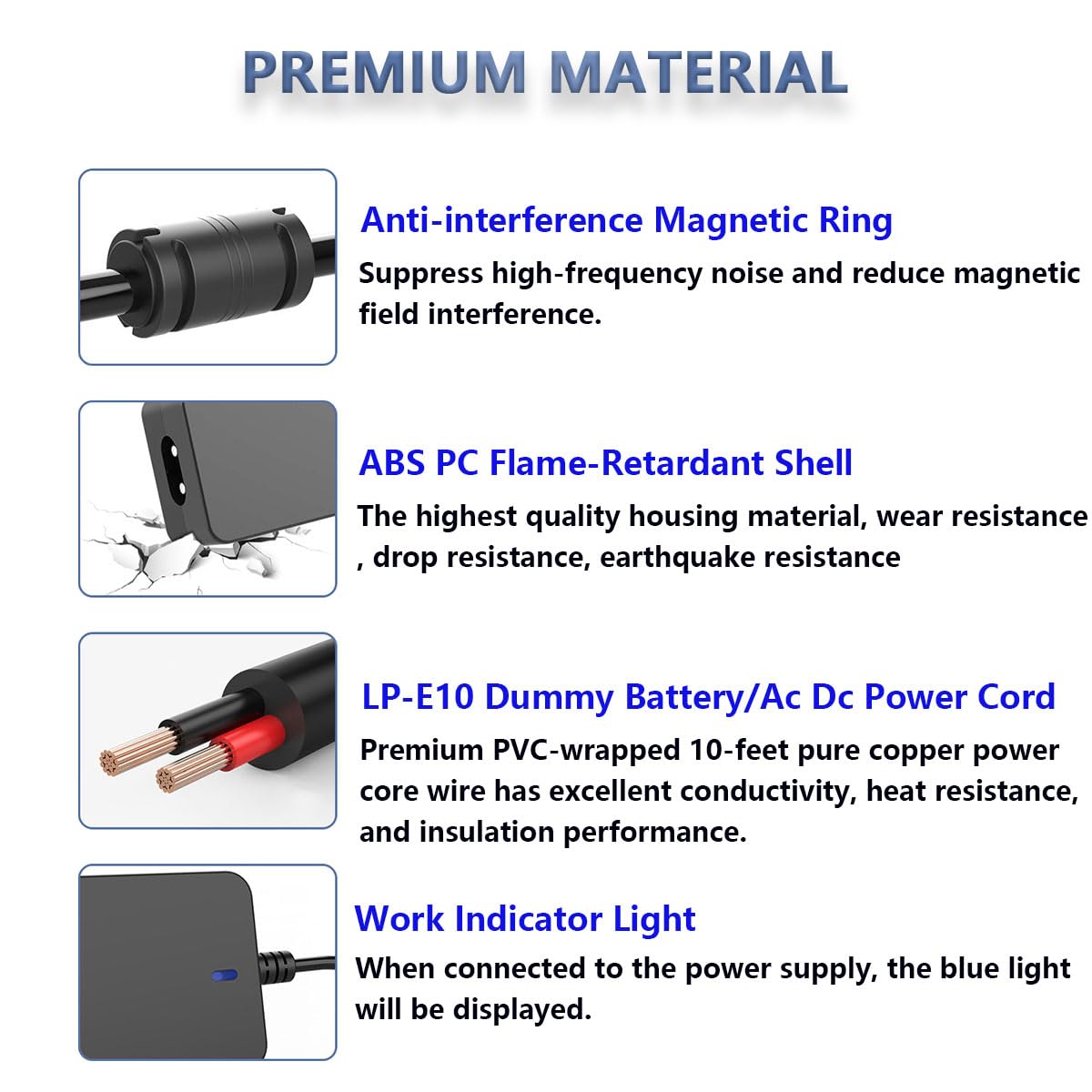 ACK-E10 AC Power Adapter LP-E10 Dummy Battery Kit for Canon EOS Rebel T7 T6 T5 T3 1100D 1200D 1300D 1500D 2000D Cameras