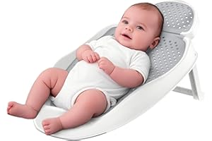 GloTika Baby Bathtub Support for Babies 0-6 Months, Foldable Portable Infant Bathtub, Ergonomic Mesh Baby Bath Tub, Grey