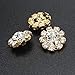 Wholesale 24PCS 16MM Gold Plated Metal Clear Rhinestone Glass Buttons Supplies Bulk for Craft (Shank)