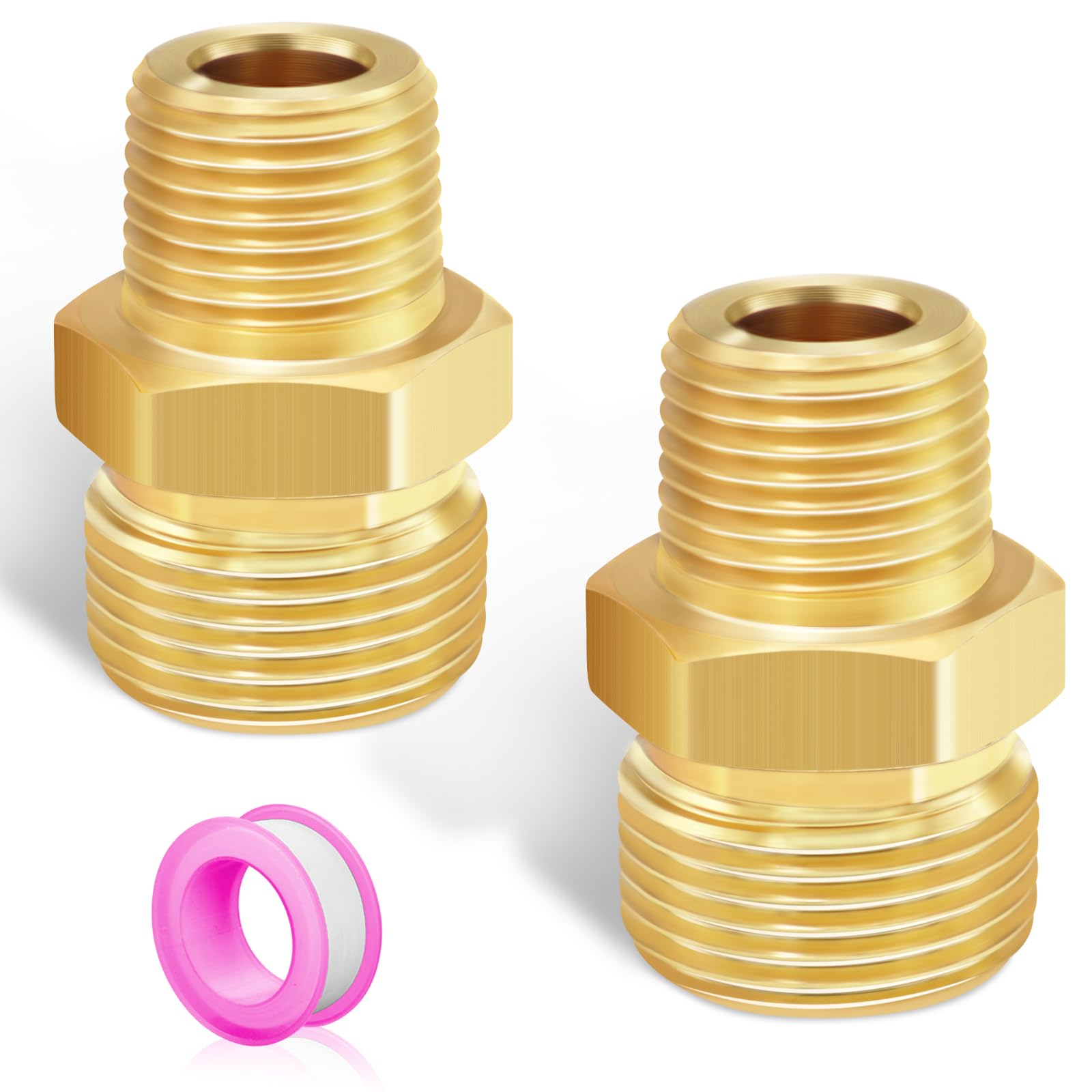 FANOVO Brass Pressure Washer Coupler,2 Pack 3/8" NPT Male to M22 14mm Male Adapter Fitting for Pressure Washer Hose Pipe Fitting Garden Tools,4500 PSI (M22 to 3/8 Inch NPT)
