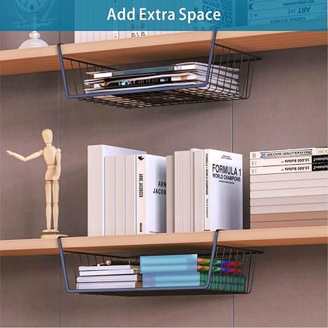 Flipzon Under Shelf Basket Storage Under Cabinet Shelf Wire Basket