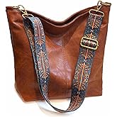 Huwzder Hobo Bags Vegan Leather Crossbody Bag Guitar Strap Shoulder Purses with Zipper Handbags for Women