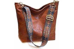 Huwzder Hobo Bags Vegan Leather Crossbody Bag Guitar Strap Shoulder Purses with Zipper Handbags for Women