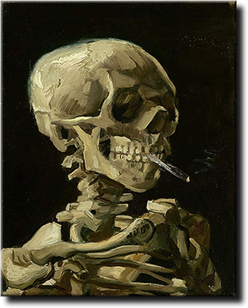 Paintings - Shukqueen DIY Oil Painting, Adult's Paint by Number Kits, Acrylic Painting Smoking Skeleton 16X20 Inch (Frameless)