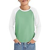Haloumoning Boys Long Sleeve Raglan T Shirts Kids Color Block Crewneck Casual Tops Tees 4-14 Years