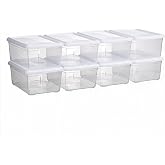 novelinks 8 Pack 6 Quart Clear Plastic Shoe Storage Bins with Lids (White) | Shoe Boxes Clear Plastic Stackable, Clear Shoe Storage Boxes, Shoe Containers, Shoe Bins, Craft Organizers and Storage