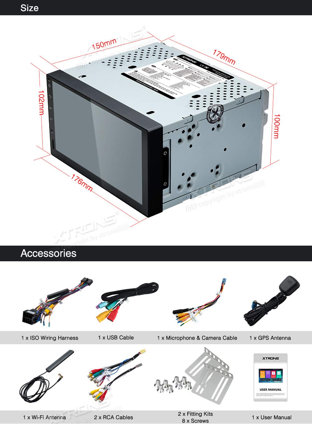 XTRONS Android 9.0 Car Stereo Radio Player Universal Double Din GPS