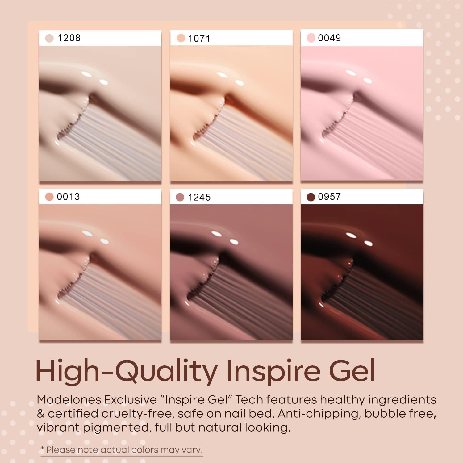 modelones Gel Nail Polish Kit -6 Colors Spring Nude Pink Gel Polish Set Skin Tones Neutral Brown Soak Off Gel Nail Kit Manicure DIY Nail Art Salon Home Gift - Image 3