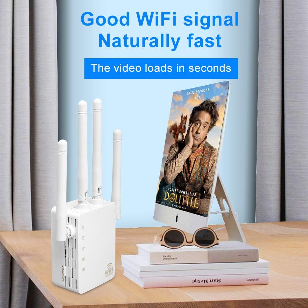 WiFi Repeater - WiFi Booster,Signal Extender, Coverage Up to 2500 sq.ft,1200 Mbps 2.4 & 5GHz Wireless Internet Amplifier - Covers 20 Devices with 4 External Advanced Antennas.: Computers & Accessories