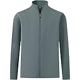 MAELREG Mens Full Zip Up Jacket Casual Stand Collar Lightweight Golf Softshell Windbreaker Jacket for Men 5 Pockets