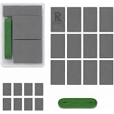 Precut Rubber Stamp Sheets for Laser Engraving, Light Gray, 20PCS | 0.09 in Stamp Rubber Blanks Kit: 12 Large 2x3 in + 8 Mini 1x2 in Test Pieces, Residue-Free Tape, Storage Case &amp; Quick Guide