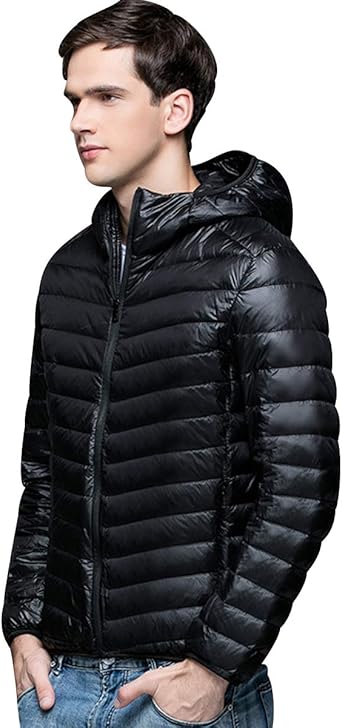 mens lightweight padded jacket with hood