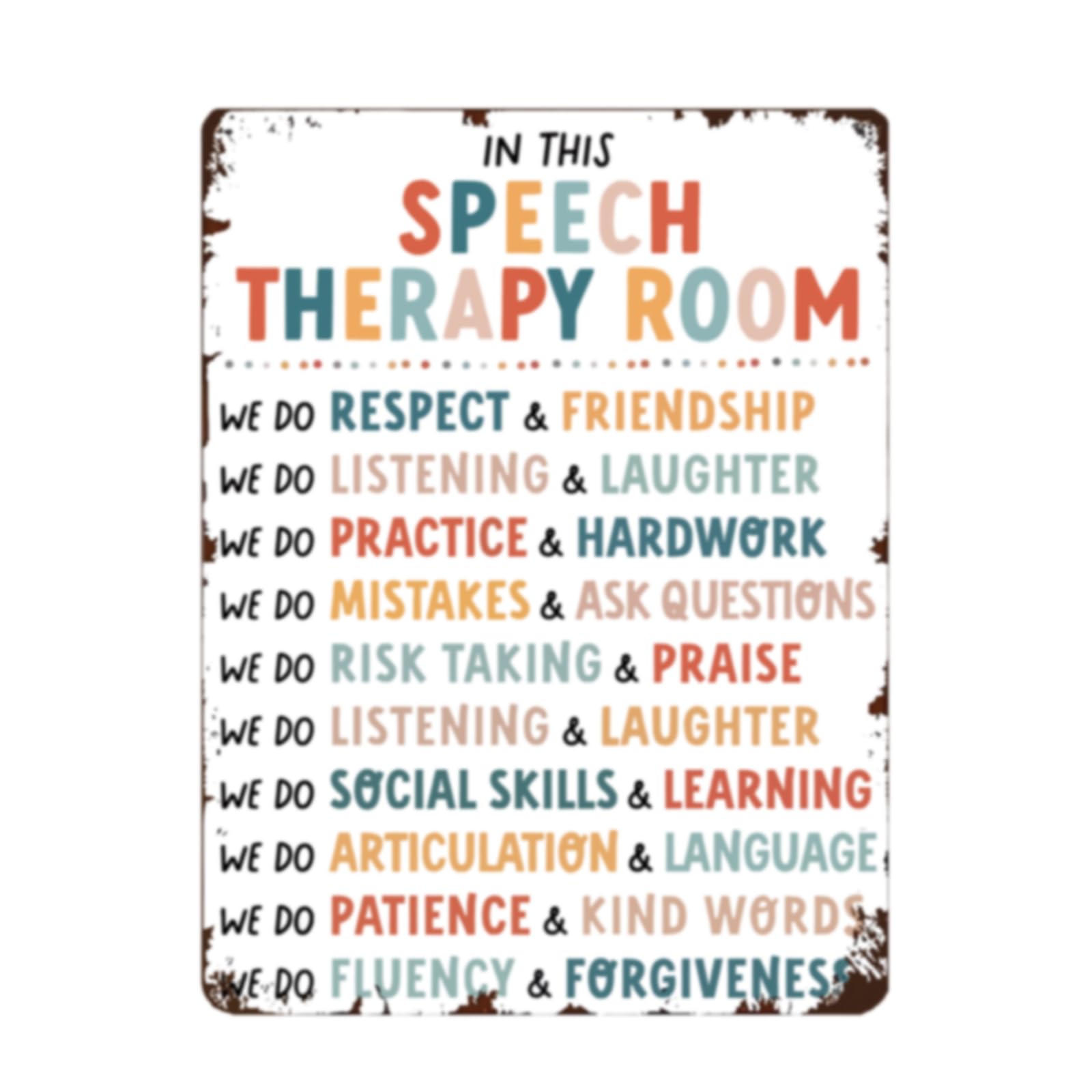 Photo 1 of LYXDS Speech Therapist, Slp Poster, Speech Language Pathologist Office Decor, Rainbow Boho, Speech Therapy Decor, Classroom Office Decor Metal Tin Sign School Classroom Decorations 12x16 In