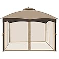 Ontheway Universal 10' x 12' Gazebo Replacement Mosquito Netting (Mosquito Net Only) (Light Brown)