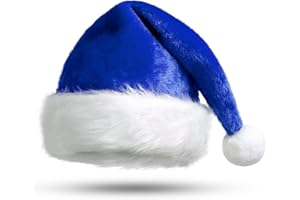 Queenmore Adult's Christmas Santa Claus Hat, Plush Santa Cap, Velvet Headwear, Lined and Fabric-Shedding Resistant