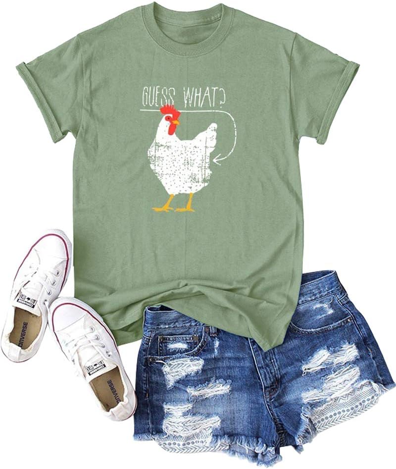 Guess What? Chicken Butt Graphic T-Shirt Army Green M