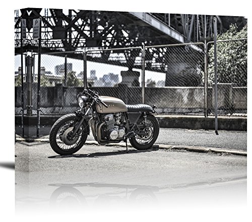 Honda Bobber Motorcycle Art Print Wall Decor Image - Canvas Stretched Framed 16 x 24 - M