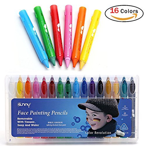 Naisidier 16 Color Face Paint Crayons Women Body Painting Kits Face Painting Pencils for Halloween, Easter, Theme Parties and Cosplay