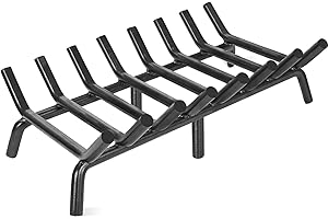 iPEGTOP Fireplace Grate 30 inch Heavy Duty Solid Steel Fireplace Wood Log Holder Burning Rack for Inside Fireplace Wood Stove, 8 Bars Wrought Iron Fire Pit Firewood Grate for Outdoor