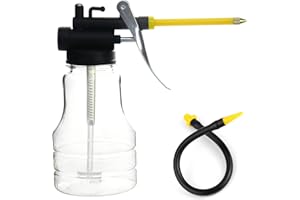 QWORK® Transparent Oil Can, High Pressure Pump Oiler with 2 Spout Straight & Flexible, 250ml