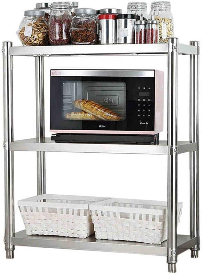 Storage Rack, Small Kitchen Microwave Stand Stainless Steel Mini Fridge