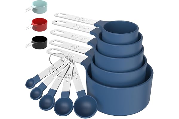 TILUCK Measuring Cups & Spoons Set, Stackable Cups and Spoons, Nesting Measure Cups with Stainless Steel Handle, Kitchen Gadg