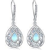 Moonstone Earrings Sterling Silver Lotus/Witch Knot/Witch Knot Earrings Moonstone Jewelry for Women