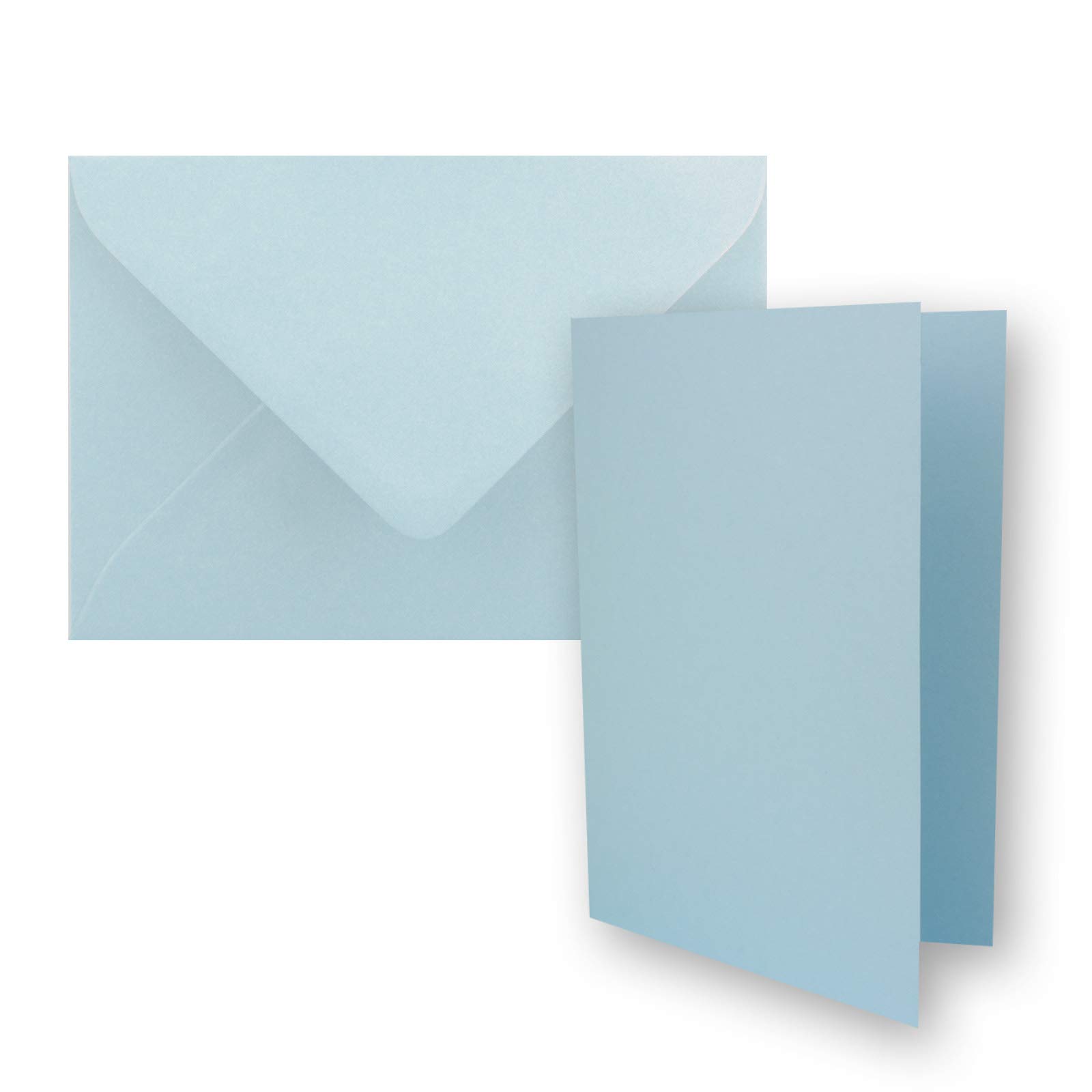 FarbenFroh® 25 x DIN B6 folding card set with envelopes in light blue (blue) - 120 x 170 mm - ideal for invitation cards, wedding, christening, communion, confirmation