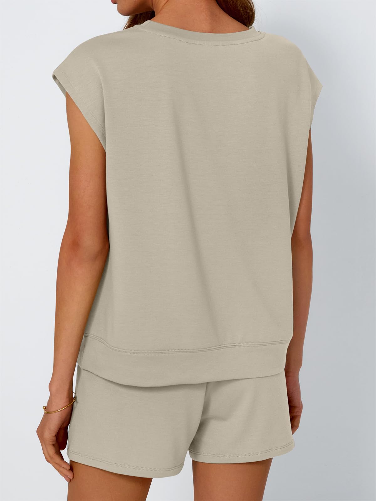 AUTOMET Womens Lounge Two 2 piece Sets Summer Outfits 2025 Loungewear Matching Vacation Sweatsuits Sweat Tracksuits Pajamas Pjs Clothes Shorts Clothing Fashion Trendy Khaki M - Image 5