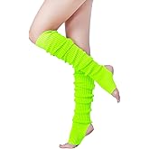 v28 Long Leg Warmer, Women’s Men 80s Party Ribbed Knit Dance Sports