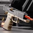 Toys Gun for Boys - Shooting Games Toy Pistol Model Combination Ejecting Slide Action Orange Barrel with 80 EVA Bullets,48 Shells, 2 Magazines Kids Girls Adults Birthday Gifts,Beige